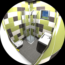 Vizualizace koupelny mobilního domu Mia